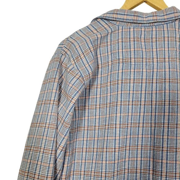 WOOLRICH Women's Light Blue Plaid Striped 100% Cotton Button Down Flannel Size L - Picture 10 of 14